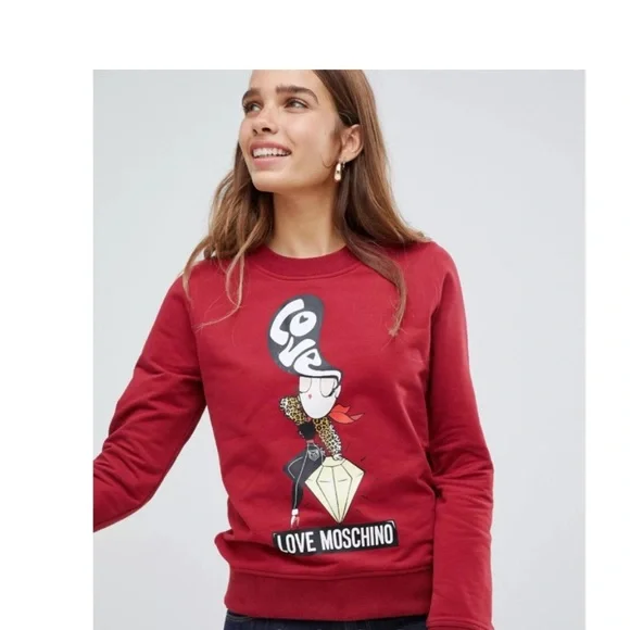 LOVE MOSCHINO LADY DIAMOND GREY CREW NECK SOFT SWEATSHIRT PERFECT CONDITION - Picture 2 of 7